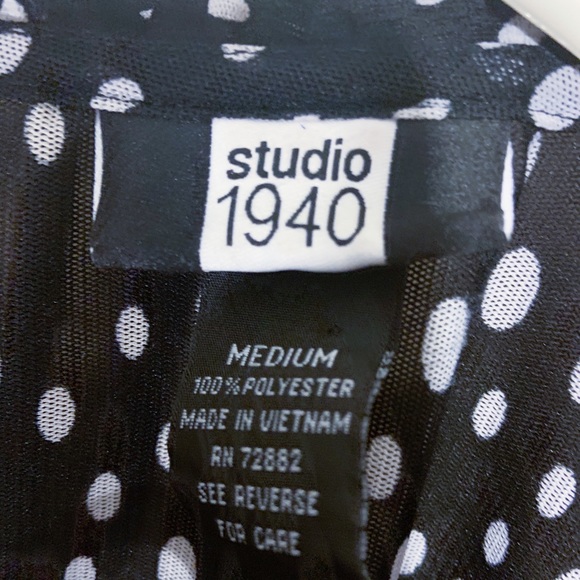 White Polka Dot Sheer Ruffled Blouse - Picture 2 of 3